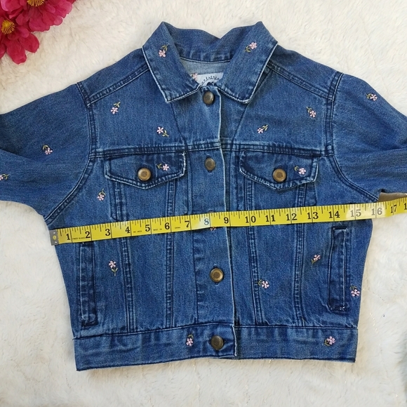 Hartstrings Kid's Denim Floral Embroidered Jean Jacket - Picture 4 of 8
